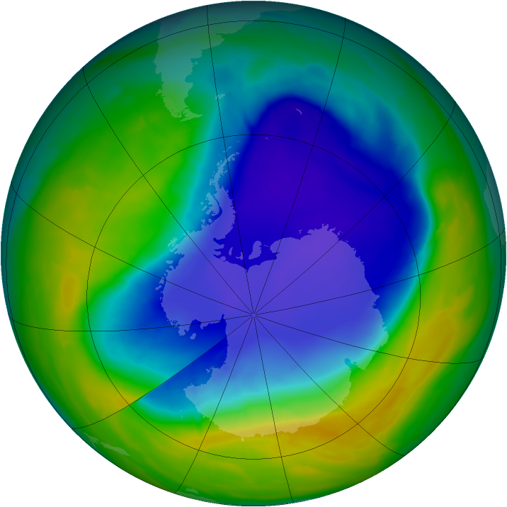 Antarctic ozone map for 23 October 2008